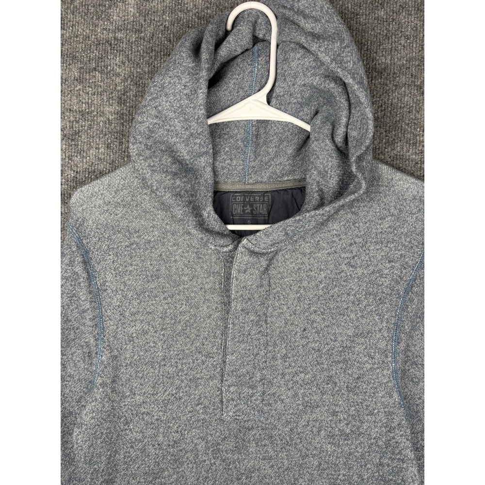 Converse one star Women's Hoodie Size Small Blue Gray Quarter Button Up - Picture 2 of 8